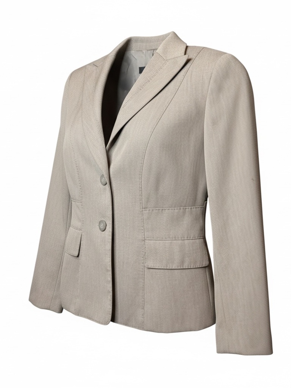 Anne Klein Tailored Beige Single-Breasted Blazer